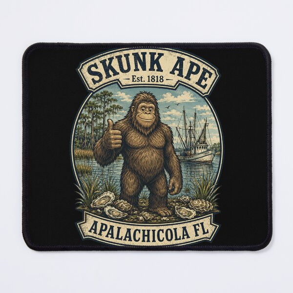 Item preview, Vintage Skunk Ape Est 1818 Apalachicola Florida Bigfoot Cryptid Retro Art designed and sold by YubitaLeLe.
