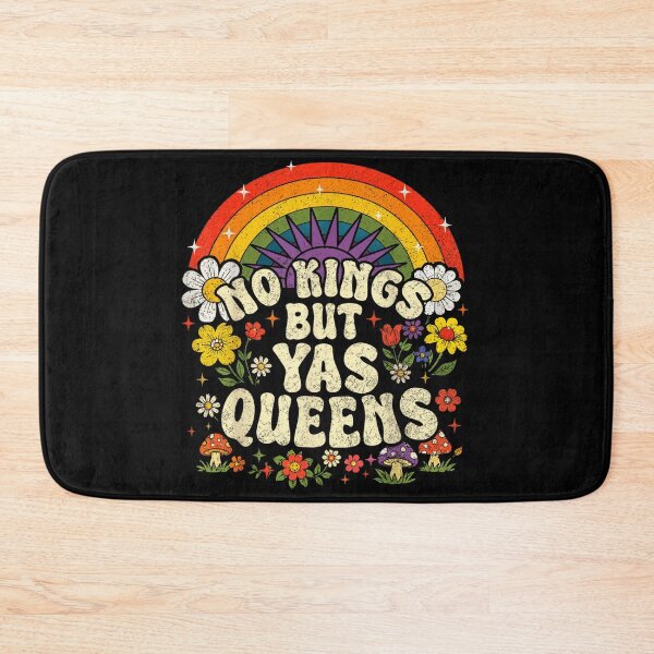 Item preview, No Kings But Yas Queens Retro Rainbow Floral Feminist Pride Design  designed and sold by YubitaLeLe.