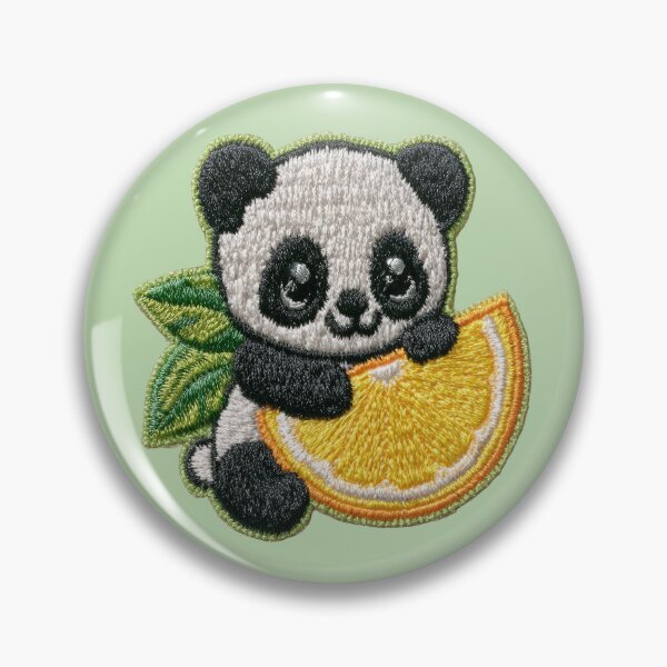 Item preview, Cute Panda With Orange Slice Embroidery Patch designed and sold by MegaNovaArt.