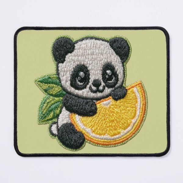 Item preview, Cute Panda With Orange Slice Embroidery Patch designed and sold by MegaNovaArt.
