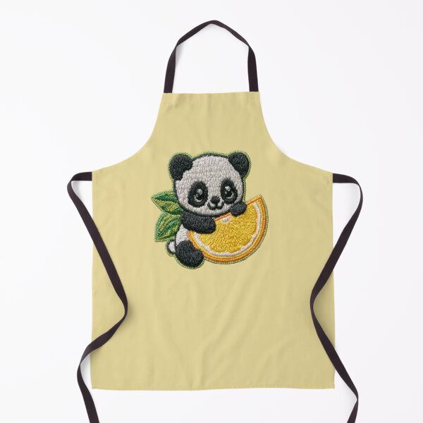Item preview, Cute Panda With Orange Slice Embroidery Patch designed and sold by MegaNovaArt.
