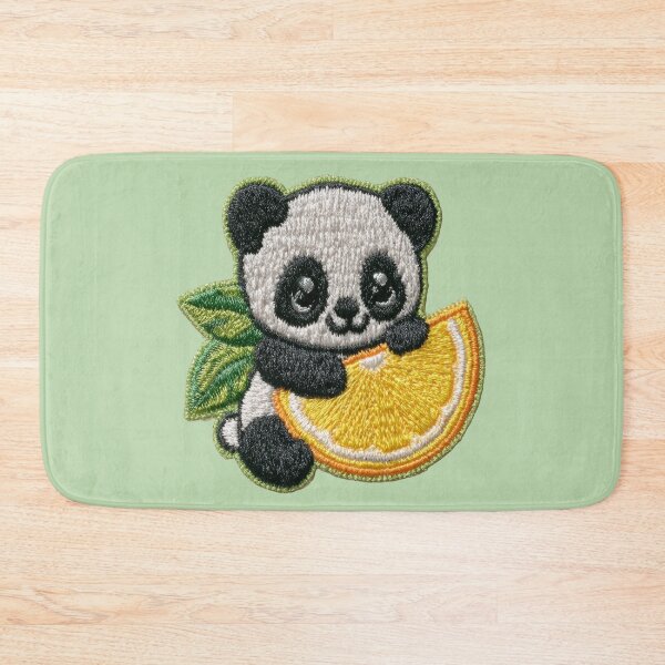 Item preview, Cute Panda With Orange Slice Embroidery Patch designed and sold by MegaNovaArt.