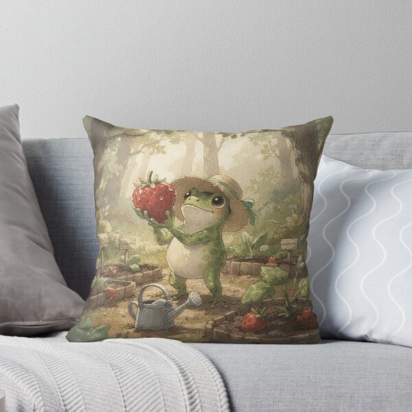 Item preview, Frog Gardener with One Giant Strawberry Storybook Art designed and sold by PictorialWhimsy.