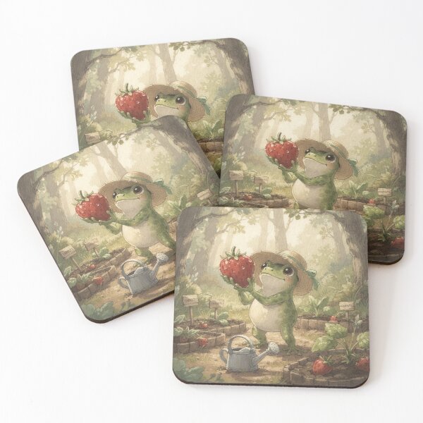 Item preview, Frog Gardener with One Giant Strawberry Storybook Art designed and sold by PictorialWhimsy.