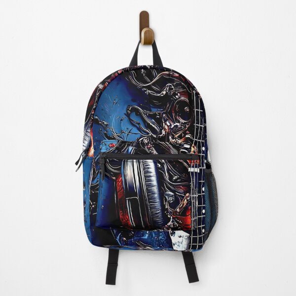 Item preview, rock guitar flames headphones blue background | dejco.art domin designed and sold by dejco.art.