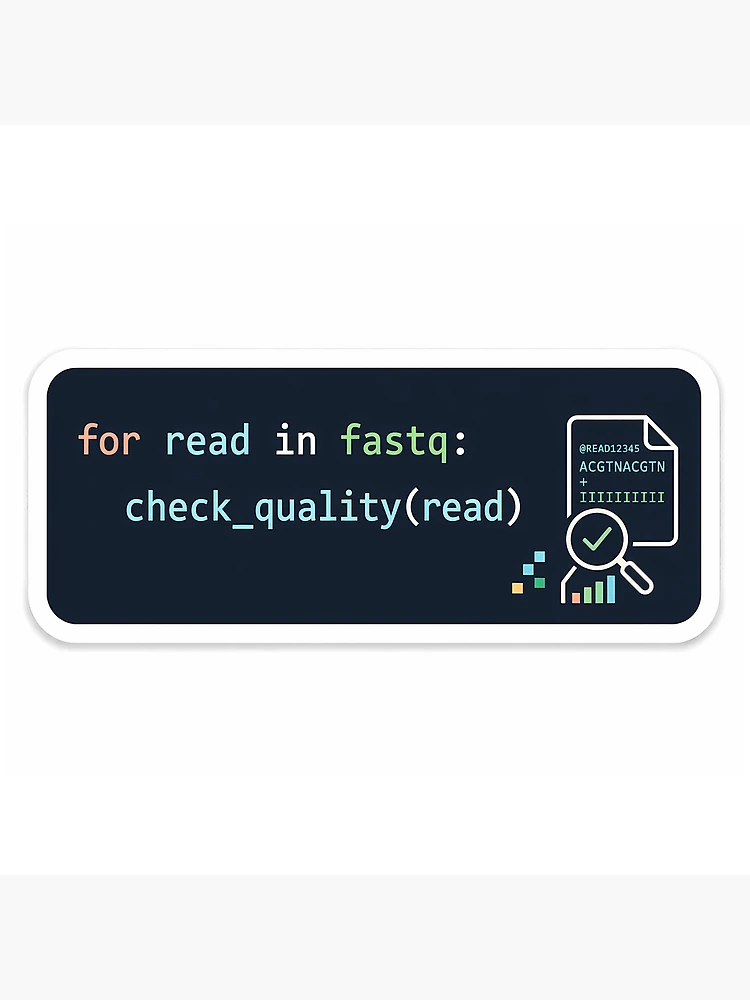 Thumbnail 4 of 4, Clock, For Read In Fastq Check Quality Sticker designed and sold by HypatiaLab.