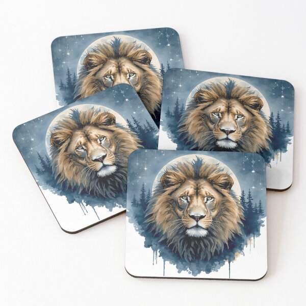 Item preview, Celestial Lion Watercolor | Moonlit Lion Spirit Animal | Mystical Wildlife Art designed and sold by Biedroneczka.