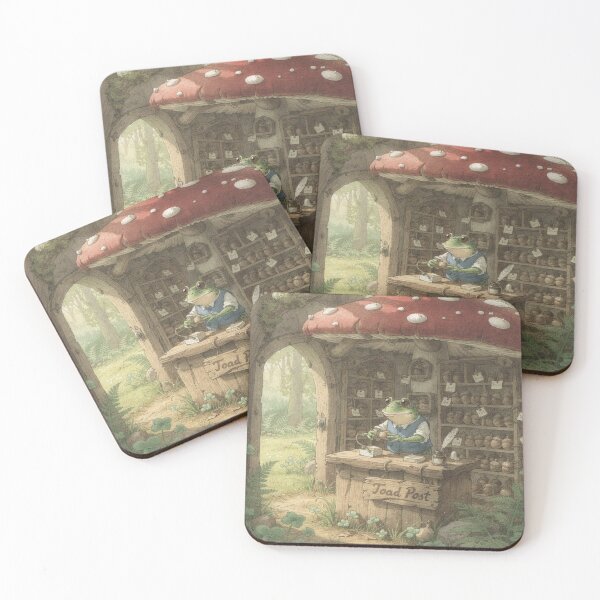 Item preview, Toad's Tiny Mushroom Post Office Cottagecore Art designed and sold by PictorialWhimsy.