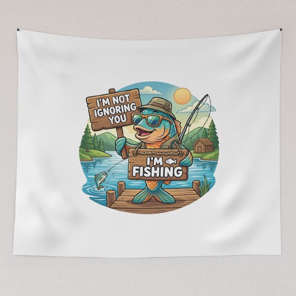 Item preview,  Funny Fishing Design – I'm Not Ignoring You, I'm Fishing designed and sold by nouri el wardi.