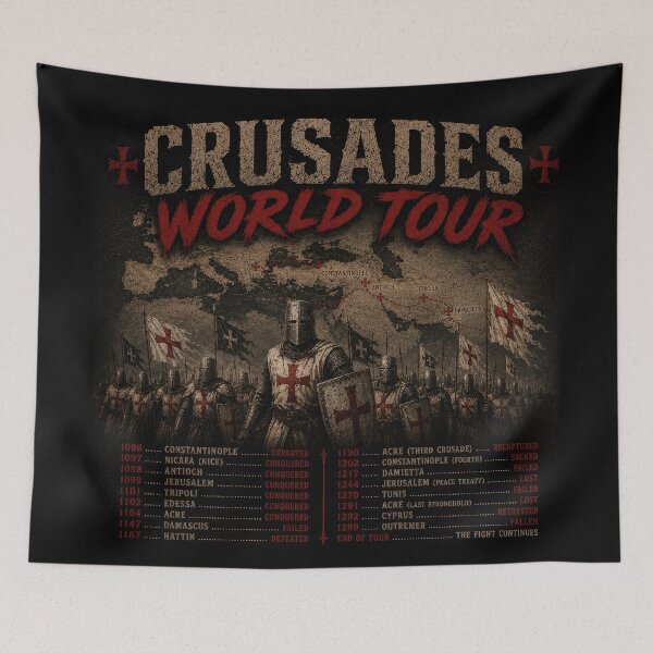Item preview, Crusades World Tour Medieval Knight Parody designed and sold by Retr0Tshirts.