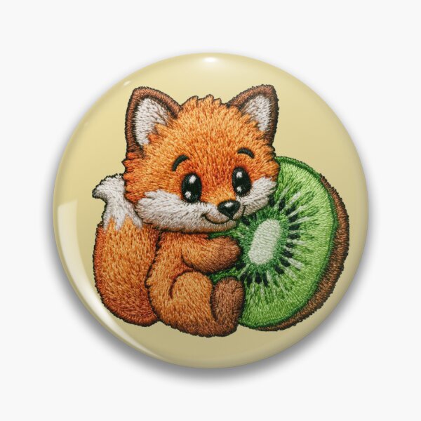 Item preview, Cute Fox With Kiwi Embroidery Patch designed and sold by MegaNovaArt.