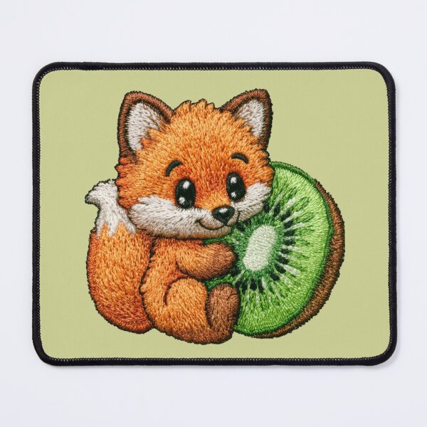 Item preview, Cute Fox With Kiwi Embroidery Patch designed and sold by MegaNovaArt.