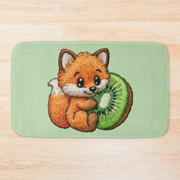 Item preview, Cute Fox With Kiwi Embroidery Patch designed and sold by MegaNovaArt.