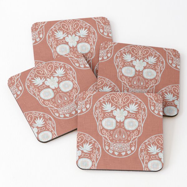 Item preview, Terracotta red Day Of The Dead Sugar Skull designed and sold by Anne Londez Studio.