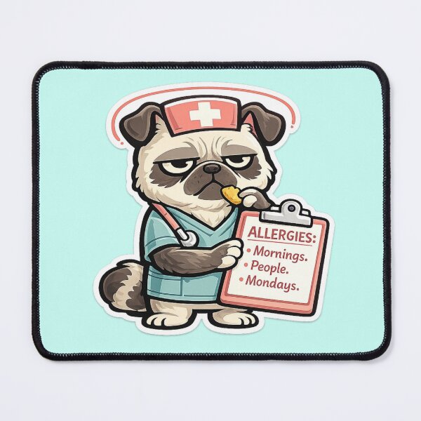 Item preview, Grumpy Nurse Pug Funny Medical Healthcare Worker Gift designed and sold by Gentlestate.