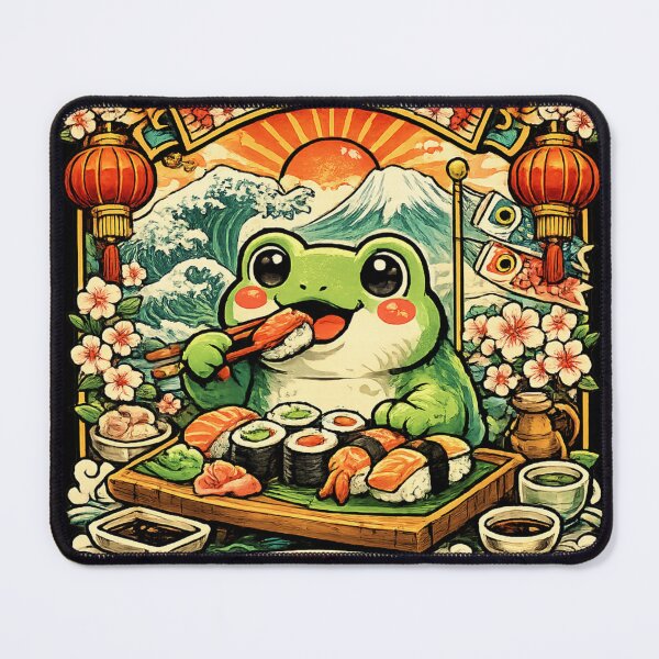 Item preview, Frog Eating Sushi Japan Kawaii designed and sold by redsharkuk.