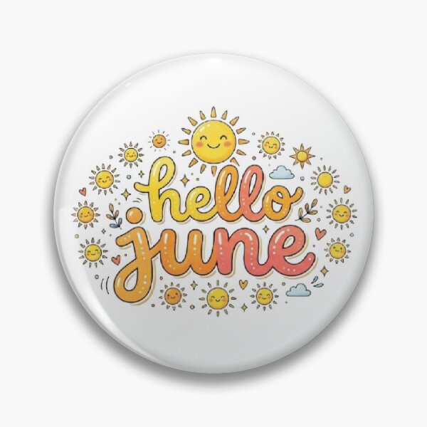 Item preview, Hello June Summer Sticker Yellow Pink Orange Sunset Cute Pretty Aesthetic Vibe Sunshine Clouds Doodle Artistic Abstract designed and sold by SamiraArts.