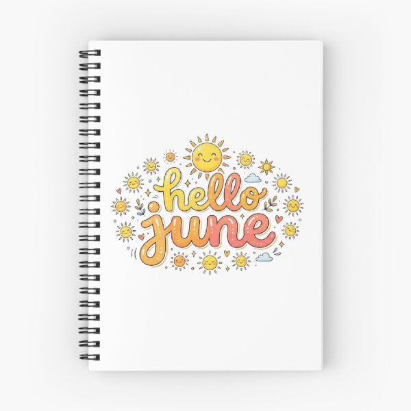 Item preview, Hello June Summer Sticker Yellow Pink Orange Sunset Cute Pretty Aesthetic Vibe Sunshine Clouds Doodle Artistic Abstract designed and sold by SamiraArts.