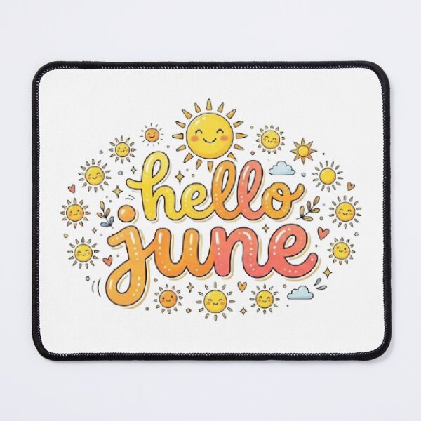 Item preview, Hello June Summer Sticker Yellow Pink Orange Sunset Cute Pretty Aesthetic Vibe Sunshine Clouds Doodle Artistic Abstract designed and sold by SamiraArts.
