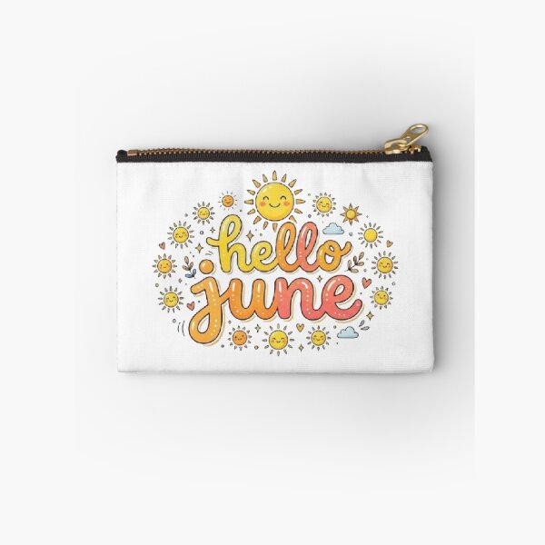 Item preview, Hello June Summer Sticker Yellow Pink Orange Sunset Cute Pretty Aesthetic Vibe Sunshine Clouds Doodle Artistic Abstract designed and sold by SamiraArts.