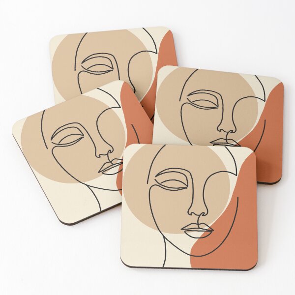 Item preview, Minimalist One Line Woman Face Art Terracotta Abstract designed and sold by AliAltinelArt.