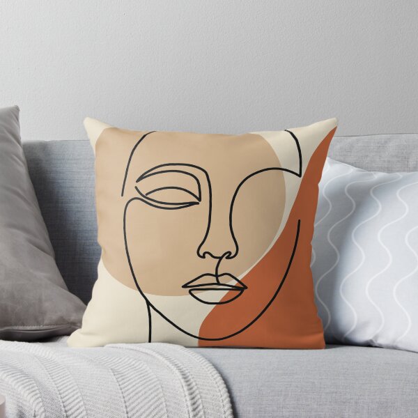 Item preview, Minimalist One Line Woman Face Art Terracotta Abstract designed and sold by AliAltinelArt.