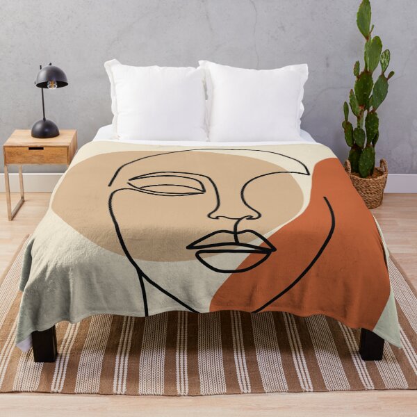 Item preview, Minimalist One Line Woman Face Art Terracotta Abstract designed and sold by AliAltinelArt.