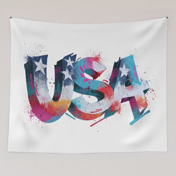 Item preview, American Flag USA Graffiti T-Shirt | Patriotic Fourth of July Tee designed and sold by folskullyz.
