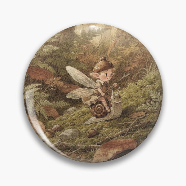 Item preview, Forest Pixie Riding a Snail Storybook Art designed and sold by PictorialWhimsy.