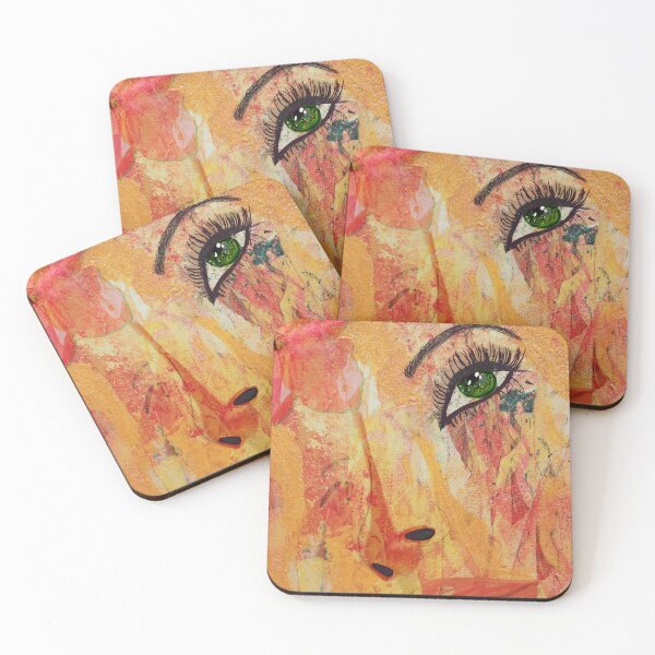 Item preview, Green Eyed Woman in Warm Abstract Portrait designed and sold by LorieFossaArt.