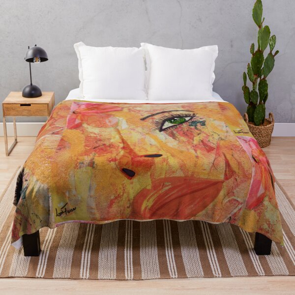Item preview, Green Eyed Woman in Warm Abstract Portrait designed and sold by LorieFossaArt.