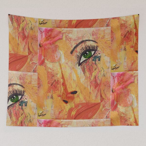 Item preview, Green Eyed Woman in Warm Abstract Portrait designed and sold by LorieFossaArt.