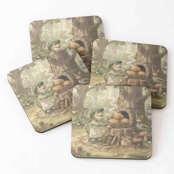 Item preview, Toad Baker with Acorn Bread Cottagecore Art designed and sold by PictorialWhimsy.