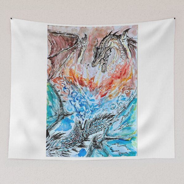 Item preview, Fatalis vs Alatreon Monster Hunter designed and sold by Inkhov Art.