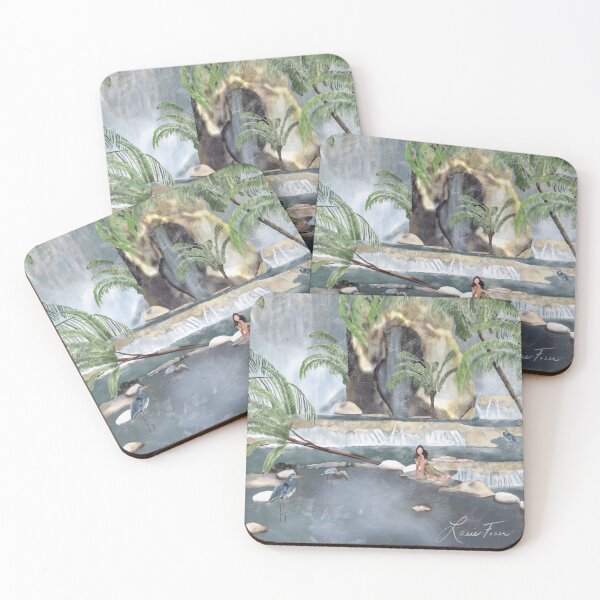 Item preview, Woman by Tropical Waterfall in Lush Jungle Paradise designed and sold by LorieFossaArt.