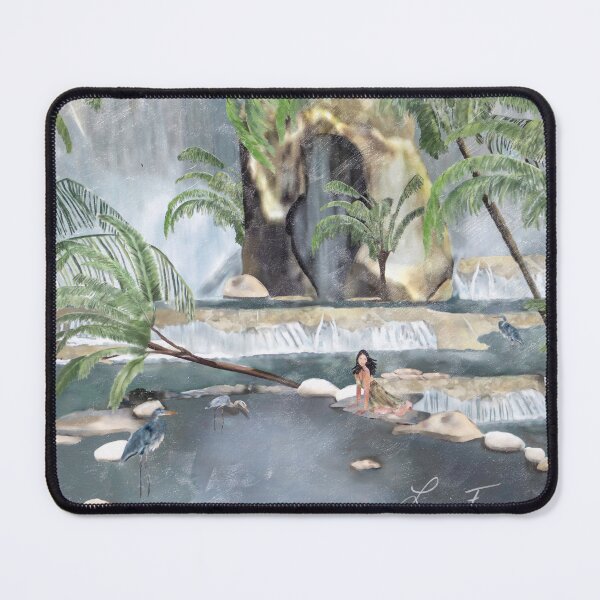 Item preview, Woman by Tropical Waterfall in Lush Jungle Paradise designed and sold by LorieFossaArt.