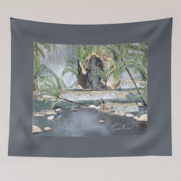 Item preview, Woman by Tropical Waterfall in Lush Jungle Paradise designed and sold by LorieFossaArt.