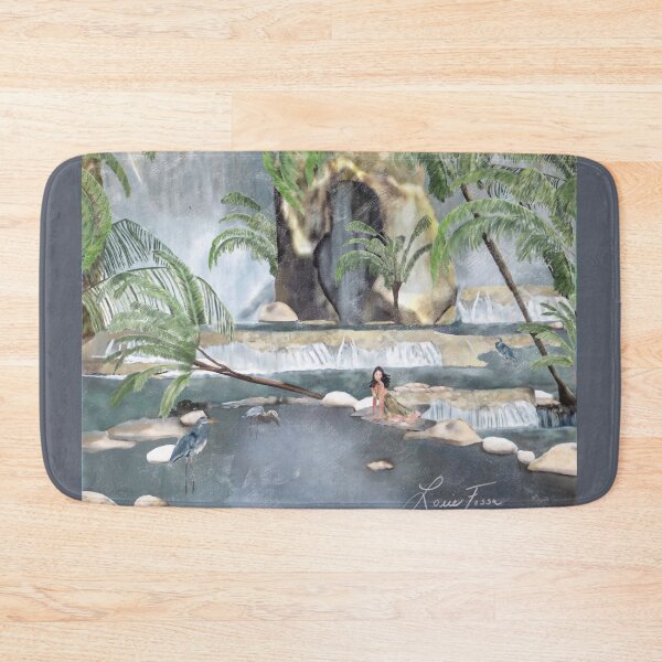Item preview, Woman by Tropical Waterfall in Lush Jungle Paradise designed and sold by LorieFossaArt.
