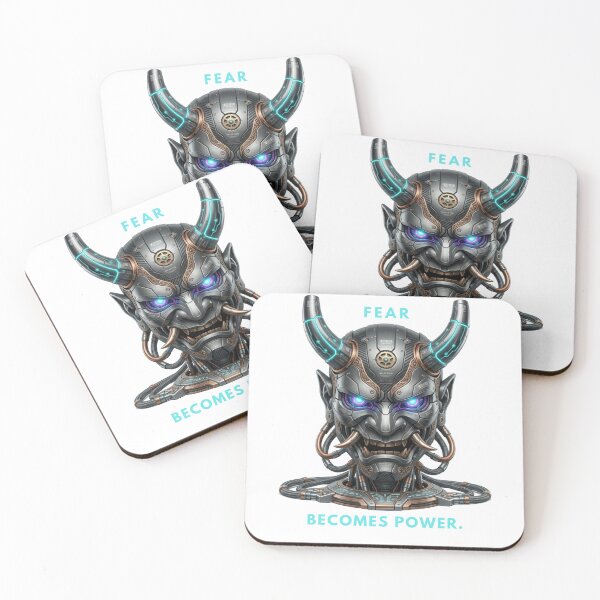 Item preview, Cyberpunk Oni Mask: Fear Becomes Power Japanese Mecha designed and sold by CalmFrameArt.