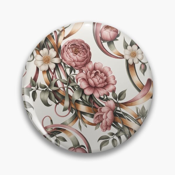 Item preview, Romantic Pink Peony Ribbon Pattern | Elegant Floral Scroll Seamless Repeat designed and sold by Midnight Veil Designs.
