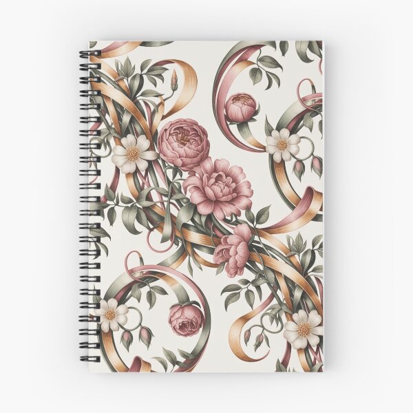 Item preview, Romantic Pink Peony Ribbon Pattern | Elegant Floral Scroll Seamless Repeat designed and sold by Midnight Veil Designs.