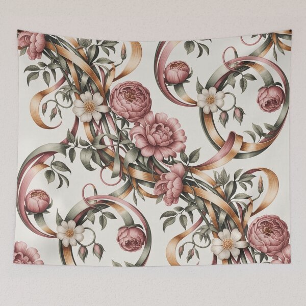 Item preview, Romantic Pink Peony Ribbon Pattern | Elegant Floral Scroll Seamless Repeat designed and sold by Midnight Veil Designs.