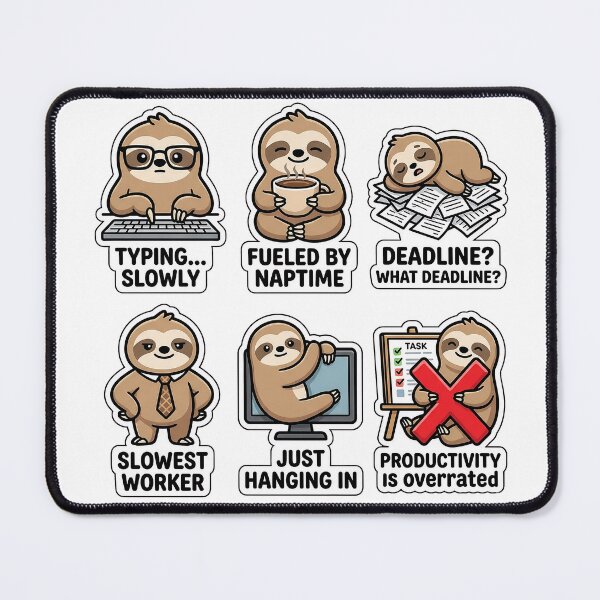 Item preview, Kawaii Lazy Sloth Office Sticker Pack - Cute Slow & Deadline Puns designed and sold by SimpleP.