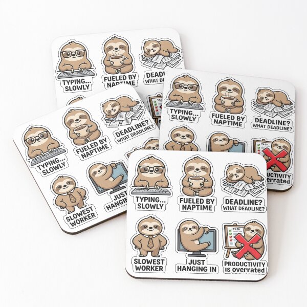 Item preview, Kawaii Lazy Sloth Office Sticker Pack - Cute Slow & Deadline Puns designed and sold by SimpleP.
