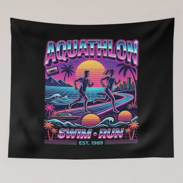 Item preview, Aquathlon Swim Run - Retro Sunset Athlete designed and sold by SidTastic .