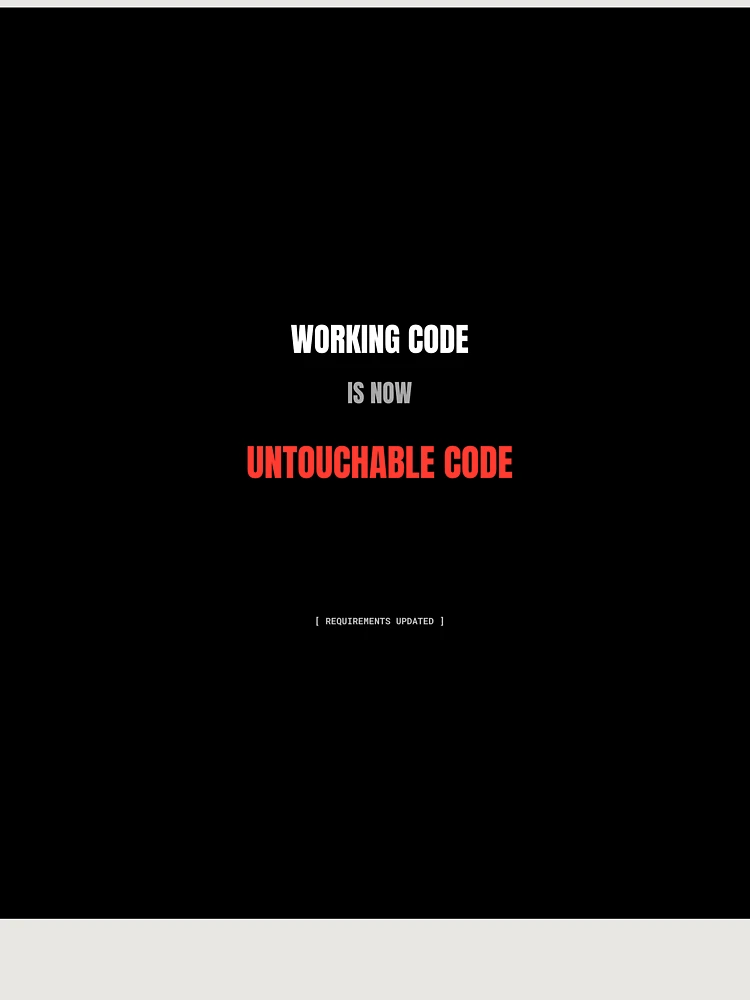 Thumbnail 6 of 6, Premium Oversized Sweatshirt, Working Code Is Now Untouchable Code Funny Programmer Developer Humor designed and sold by BuggedThreads.