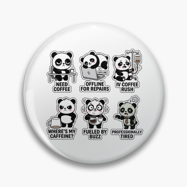 Item preview, Kawaii Tired Panda Office Sticker Pack - Cute Caffeine & Night Owl Puns designed and sold by SimpleP.