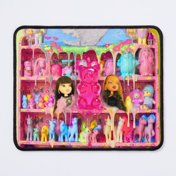Item preview, Vibrant Vintage Toy Shelf Aesthetic (or Neon Kawaii Doll Collection Collage) designed and sold by y2kponyclub.