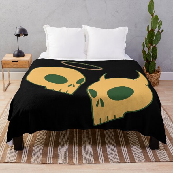 Item preview, Yellow green hue Angel and devil skulls designed and sold by AngelPainter.