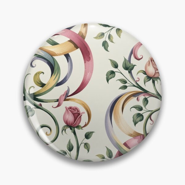 Item preview, Romantic Pink Rose Ribbon Pattern | Elegant Floral Scroll Seamless Repeat designed and sold by Midnight Veil Designs.